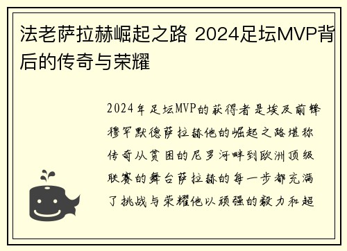 法老萨拉赫崛起之路 2024足坛MVP背后的传奇与荣耀 法老萨拉赫崛起之路 2024足坛MVP背后的传奇与荣耀